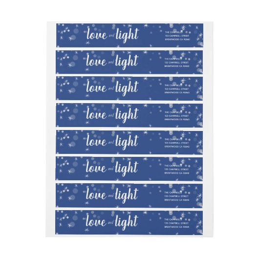 Cute Love and Light Stars Hanukkah Address Label (Vel)
