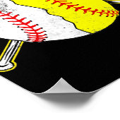 Cute Love Baseball Softball Heart Baseball mama Poster (Hoek)