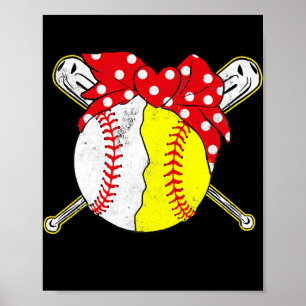 Cute Love Baseball Softball Heart Baseball mama Poster