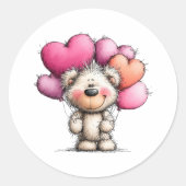 Cute Love Bear Ronde Sticker (Voorkant)