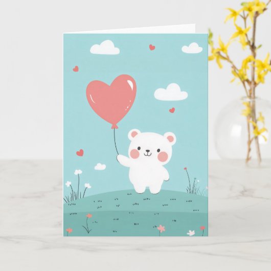 Cute Love Beer Wenskaart Kaart (Gele Bloem)