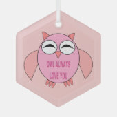 Cute Love Bericht Uil Glas Ornament (Voorkant)