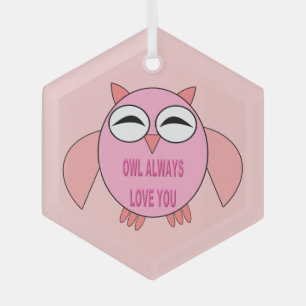 Cute Love Bericht Uil Glas Ornament
