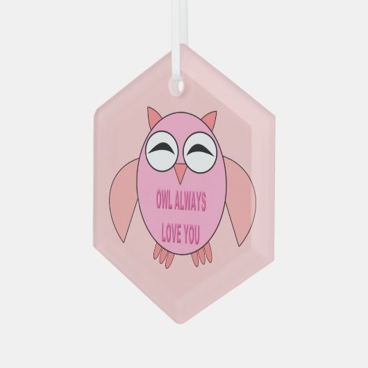 Cute Love Bericht Uil Glas Ornament (Voorkant links)