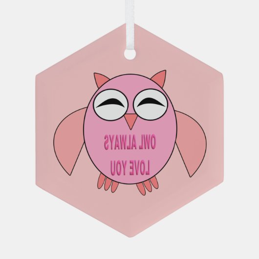 Cute Love Bericht Uil Glas Ornament (Achterkant)