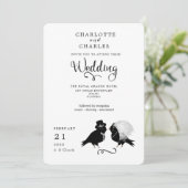 Cute Love Bird Bride Groom Elegant Wedding Invite Kaart (Staand voorkant)