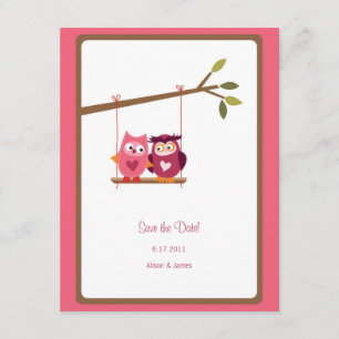 Cute Love Bird Owls Save the Date Annouting