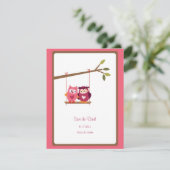 Cute Love Bird Owls Save the Date Annouting (Staand voorkant)
