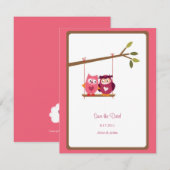 Cute Love Bird Owls Save the Date Annouting (Voorkant / Achterkant)