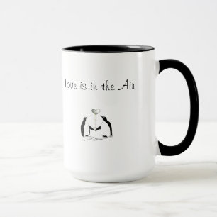 Cute Love Bird Romantic Penguin Mok Black & White