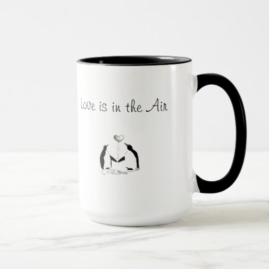 Cute Love Bird Romantic Penguin Mok Black & White (Rechts)