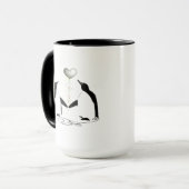 Cute Love Bird Romantic Penguin Mok Black & White (Voorkant links)