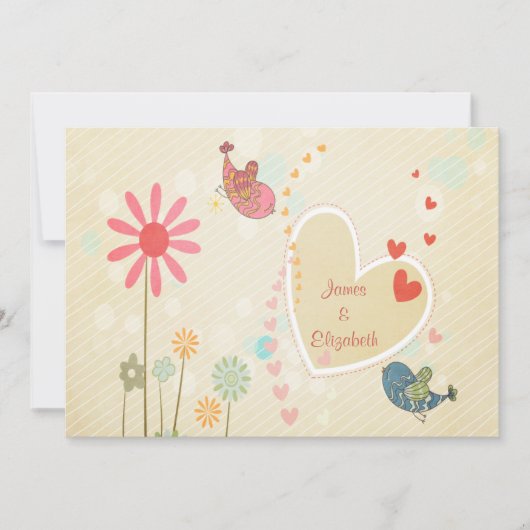 Cute Love Birds Bruiloft Kaart (Voorkant)