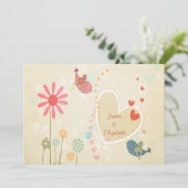 Cute Love Birds Bruiloft Kaart (Staand voorkant)