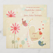 Cute Love Birds Bruiloft Kaart (Voorkant / Achterkant)