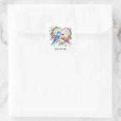 Cute love birds customizable Wedding  Vierkante Sticker (Tas)