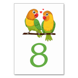 Cute Love Birds Groen Geel Liefdesvogels Bruiloft Kaart