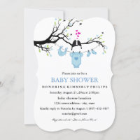 Cute Love Birds Jongens Baby Shower Uitnodiging