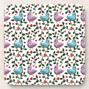 Cute Love Birds Naadloos Patroon Romantisch Bier Onderzetter