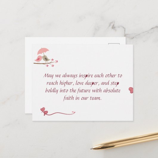 Cute Love Birds Postcard | Shared Future & Growth Briefkaart (Voorkant / Achterkant in situ)