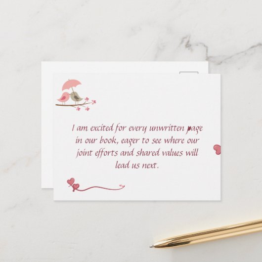 Cute Love Birds Postcard | Shared Future & Growth Briefkaart (Voorkant / Achterkant in situ)