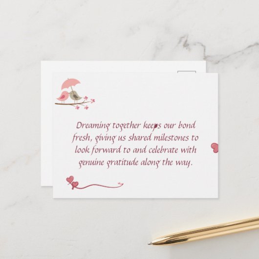 Cute Love Birds Postcard | Shared Future & Growth Briefkaart (Voorkant / Achterkant in situ)