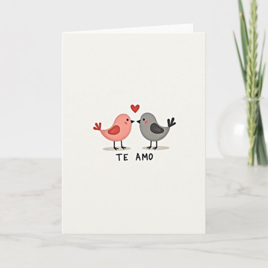 Cute Love Birds Te Amo Kaart (Voorkant)