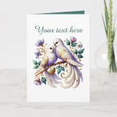 Cute love birds Wedding add text Kaart (Voorkant)