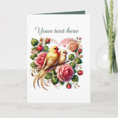 Cute love birds Wedding add text  Kaart (Voorkant)