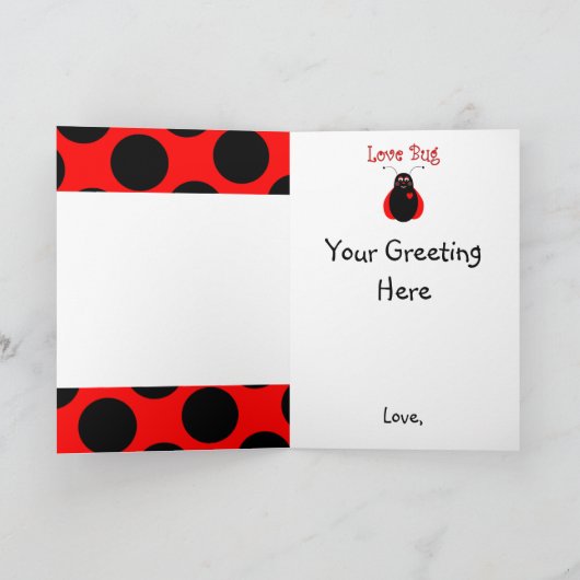 Cute Love Bug Ladybug Greeting Card Kaart (Binnen)