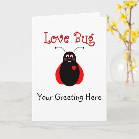 Cute Love Bug Ladybug Greeting Card Kaart (Gele Bloem)