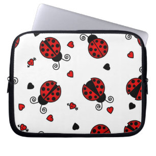 Cute Love Bugs Red Ladybugs Laptop Sleeve