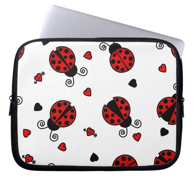 Cute Love Bugs Red Ladybugs Laptop Sleeve (Voorkant)
