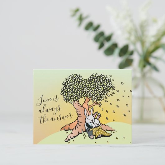 Cute Love Bunnies Illustration & Beauful Quote Briefkaart (Staand voorkant)