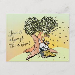 Cute Love Bunnies Illustration & Beauful Quote Briefkaart