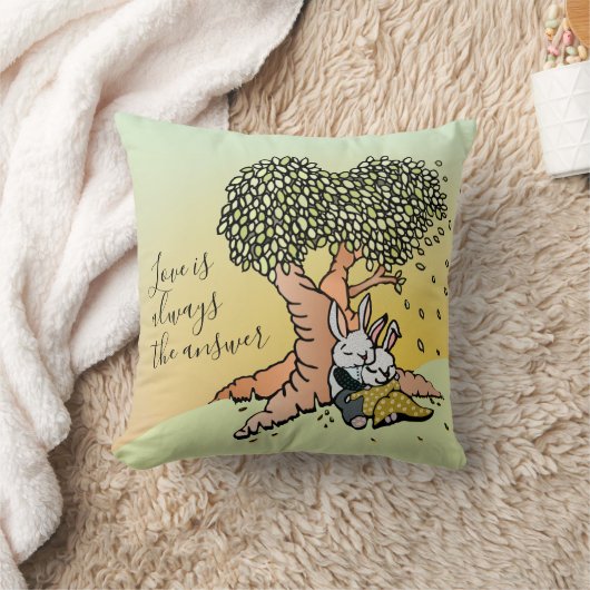 Cute Love Bunnies Quote over Love Kussen (Deken)