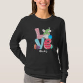 Cute LOVE Bunny Gnome Bowling Eggs Hunting Easter T-shirt (Voorkant)