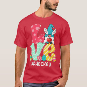 Cute Love Bunny Gnome Hockey Eggs Hunting Easter D T-shirt