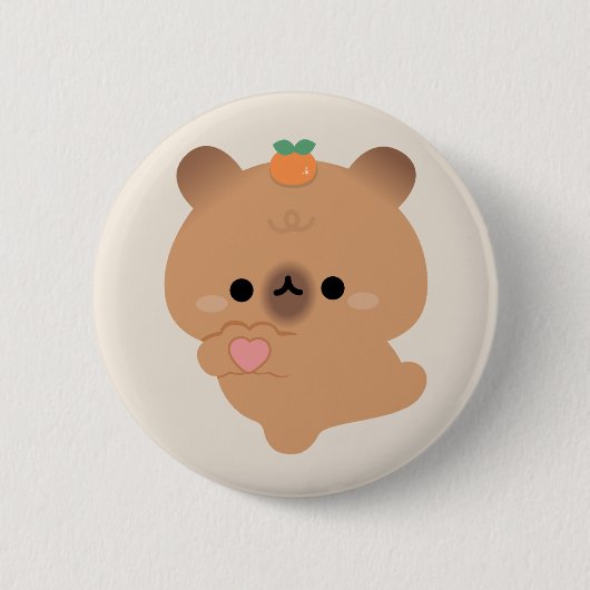 Cute Love Capybara Ronde Button 5,7 Cm (Voorkant)