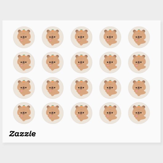 Cute Love Capybara Ronde Sticker (Vel)