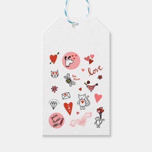 Cute Love Cartoon Cadeaulabel (Voorkant)