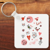 Cute Love Cartoon Sleutelhanger (Voorkant)