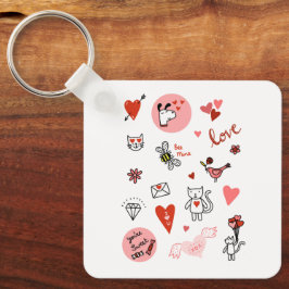 Cute Love Cartoon Sleutelhanger