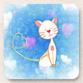Cute Love Cat Bier Onderzetter (Voorkant)
