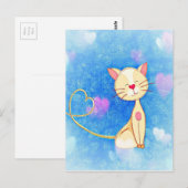 Cute Love Cat Briefkaart (Voorkant / Achterkant)