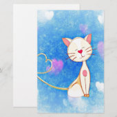 Cute Love Cat Briefpapier (Voorkant / Achterkant)