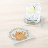 Cute Love Cat Glazen Onderzetter (Schuin)