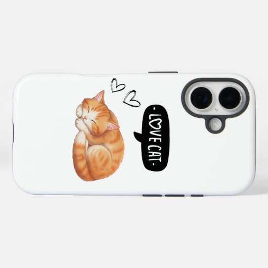 Cute Love Cat Sleeping Kitten Phone Case (Achterkant (horizontaal))