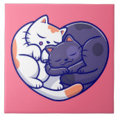 Cute Love Cats Ceramic Tegel Tegeltje (Voorkant)