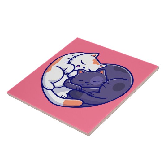 Cute Love Cats Ceramic Tegel Tegeltje (Zijkant)